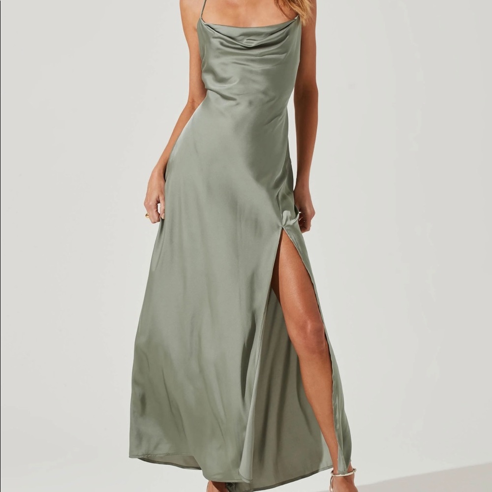 ASTR the label sage satin long dress